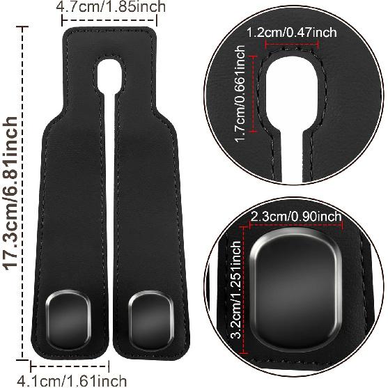 Amelity Car Seat Back Storage Hook, Car Hooks For Headrest, Car Headrest Hooks For Purses And Bags, Purse Hanger For Car (2 Pack, Black)