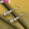 925 Sterling Silver 6 8 10mm Hollow Bead Ball Drop Earrings Jewelry