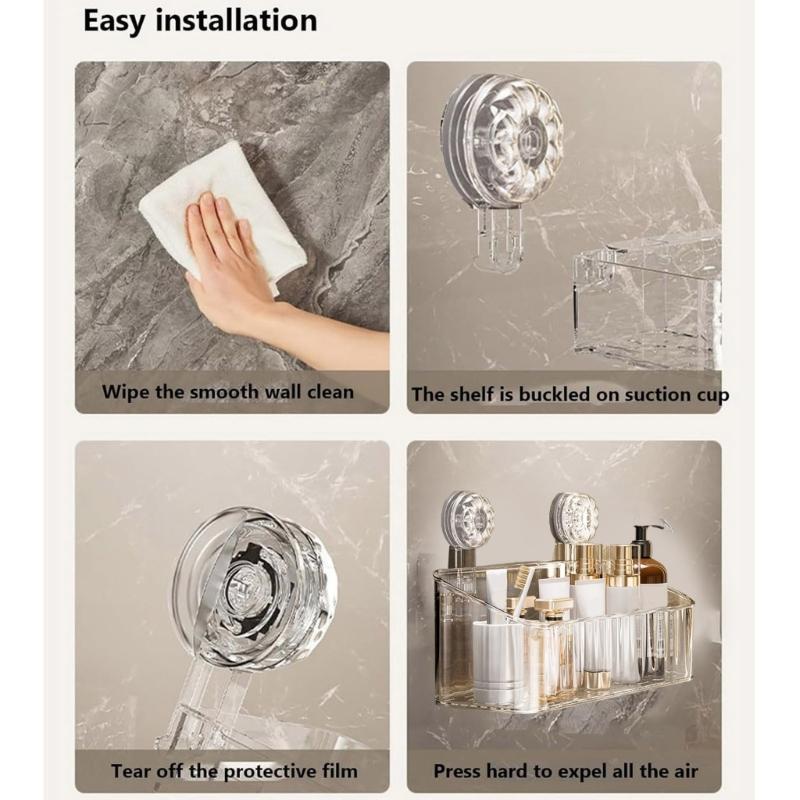 Spacious Wall Mounted Shower Rack Waterproof Plastic Storage Basket for Bathroom Cosmetics Soap