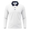 Autumn Mens Solid Long Sleeve Polo Shirt Contrast Striped Lapel Collar Button Placket Breathable Golf Casual Wear Tees