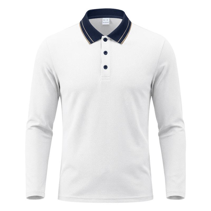 Mens Long Sleeve Polo Shirt Loose Fit Smart Casual Business Style Autumn S