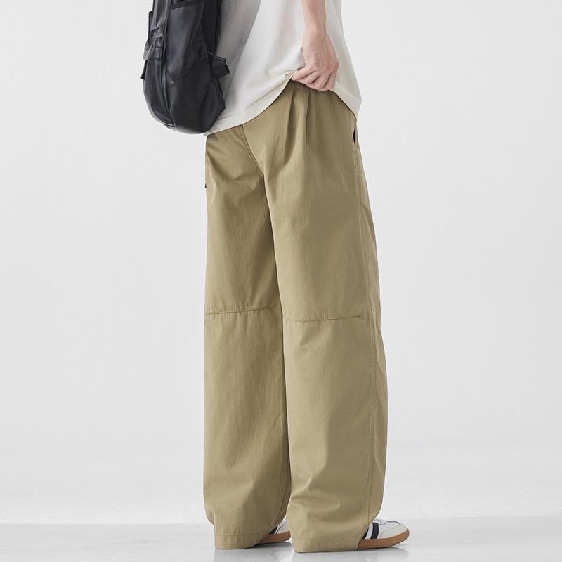 Simple wide-leg pants men's spring and summer new loose straight casual pants youth fashion drape trousers