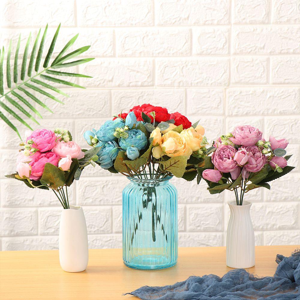 30cm 9 Head DIY Decor Home Ornament Wedding Party Decoration  Rose Bouquet Artificial Flowers  Silk Peony