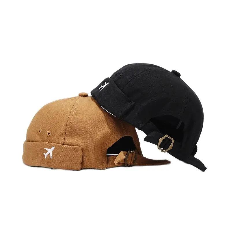 Four Seasons Cotton Cartoon Aircraft Embroidery Docker Cap Brimless Hat Beanie Hats Landlord Sailor Cap Men and Women 104