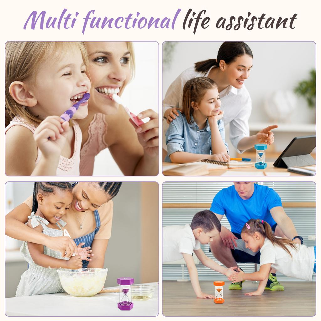 5/6/8Pcs Colourful Hourglass Timer Multi-purpose Hourglass Timers Set Decorative Sand Timer Cooking Timers for Game Study Sports