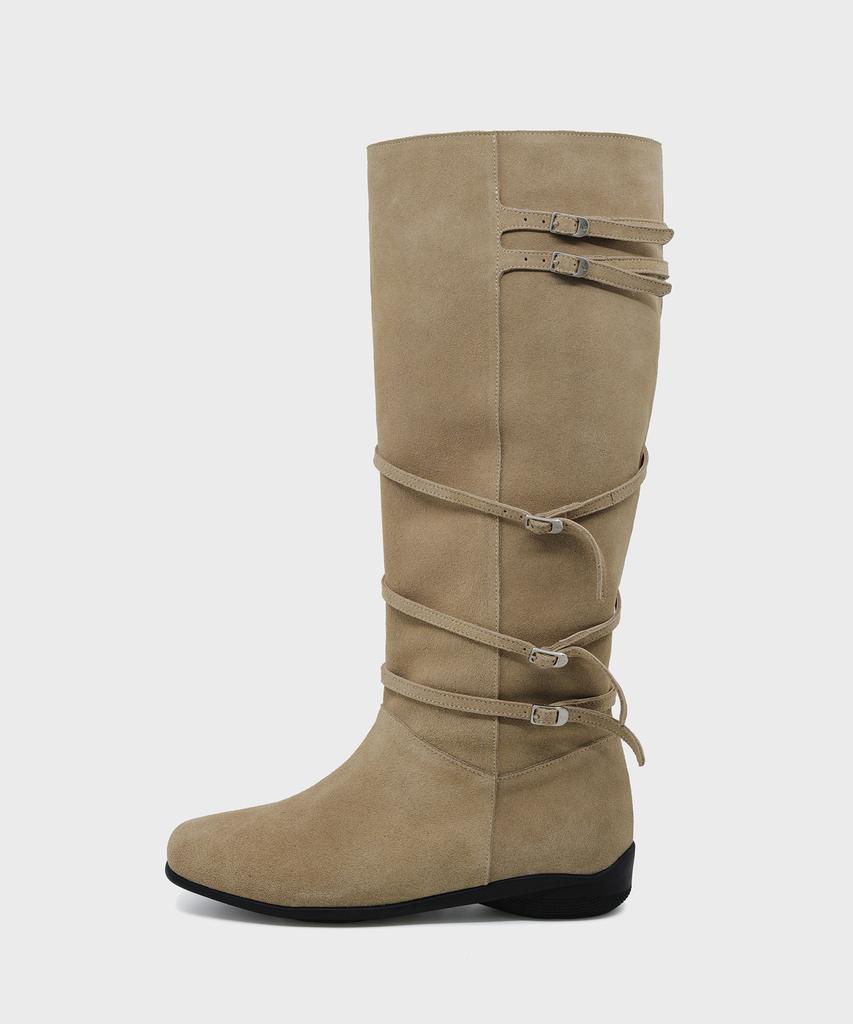 Moodnight Pia Comfort Sole 5-Belted Long Boots | Detachable Belt - 3 Colors