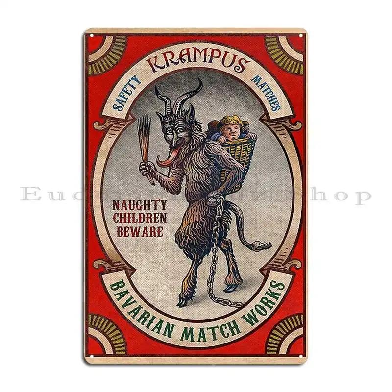 The Krampus Beware The Ill Behaved Print Krampus Greetings Metal Plaque Printing Decoration Garage Wall Mural Tin Sign Poster
