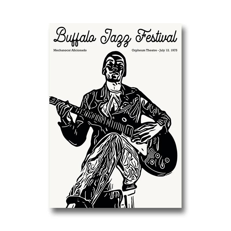 Vintage Jazz Festival Canvas Paintings Retro Jazz Club Poster and Print Wall Art Picture for Living Room Cuadros Home Decoration