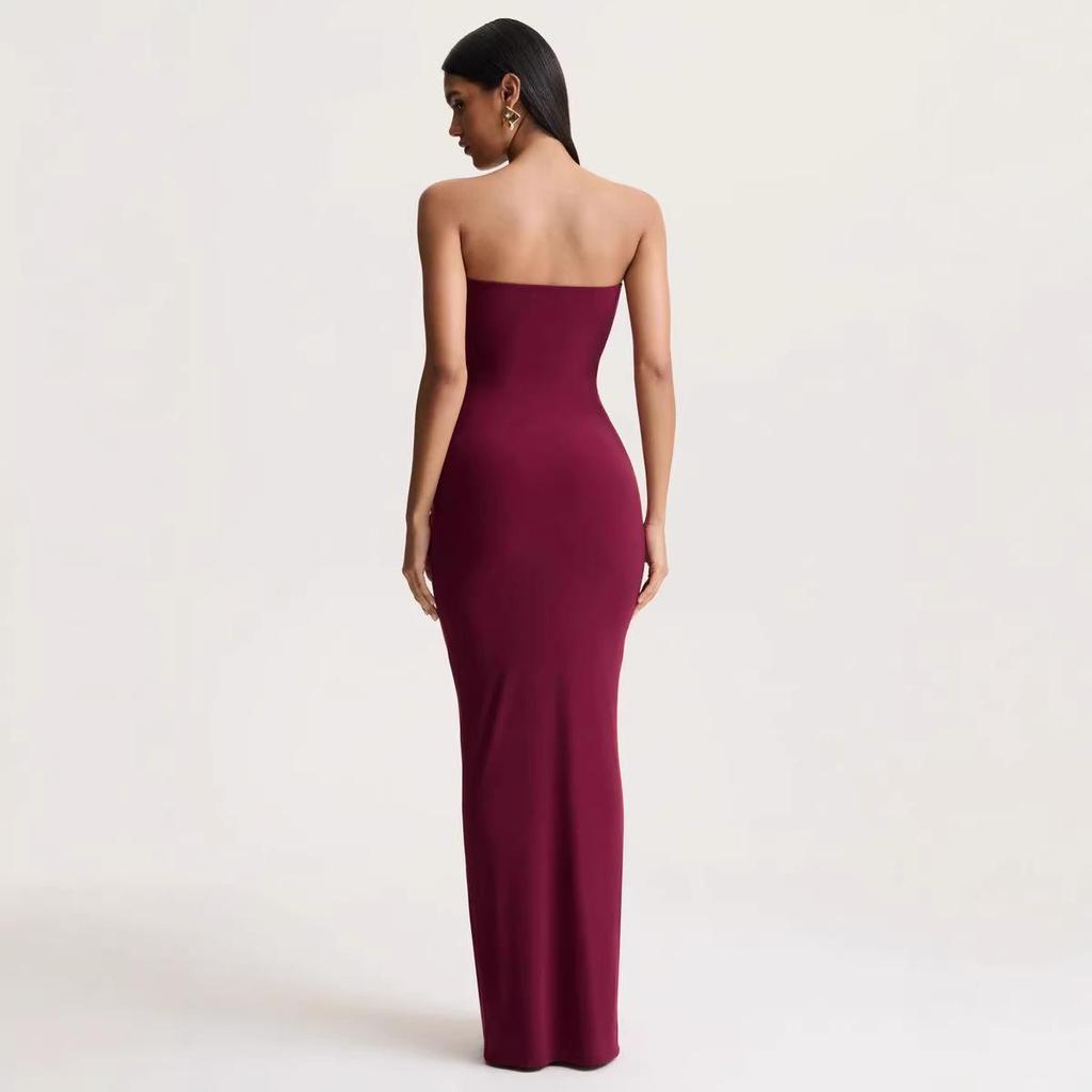 2026 Spring Elegant Sleeveless Pleated Bandeau Evening Gown