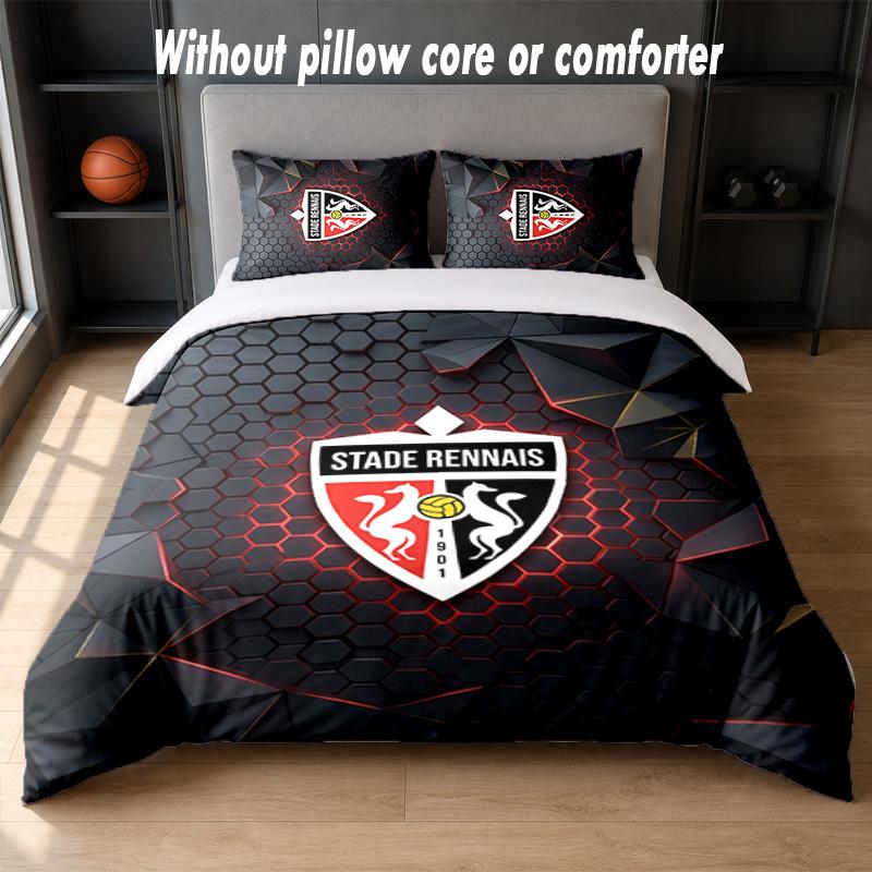 Stade Rennais FC Design Bed Bedding Set 1 Duvet Cover + 2 Pillowcases Soft Breathable Household Bed Linens