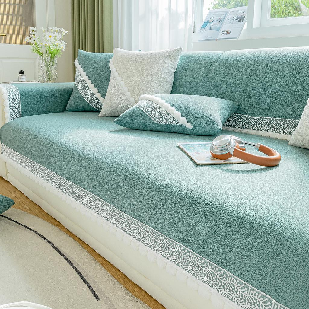 Premium Chenier Super Long Straight Row Sofa Cushion Universal In All Seasons, High-Grade Non-Slip Seat Cushion Cover, Autumn And Winter Cover