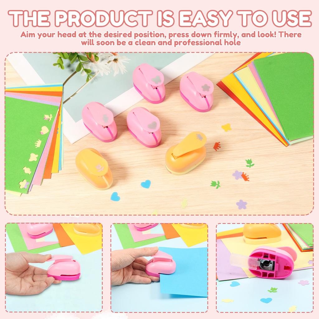 3/6 Pcs Craft Hole Punch Multi-pattern DIY Paper Hole Puncher Scrapbooking Holes Shape Puncher for Kids Children Handmade Tools