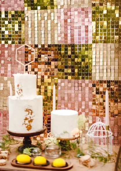 Sequin Decorative Panel Cold Gold Wall Background for Photos 30X30Cm 100Pcs.
