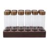 12pcs Coffee Bean Storage Tubes Glass Sealed Dosing Coffee Bean Jars with Walnut Stand Funnel for