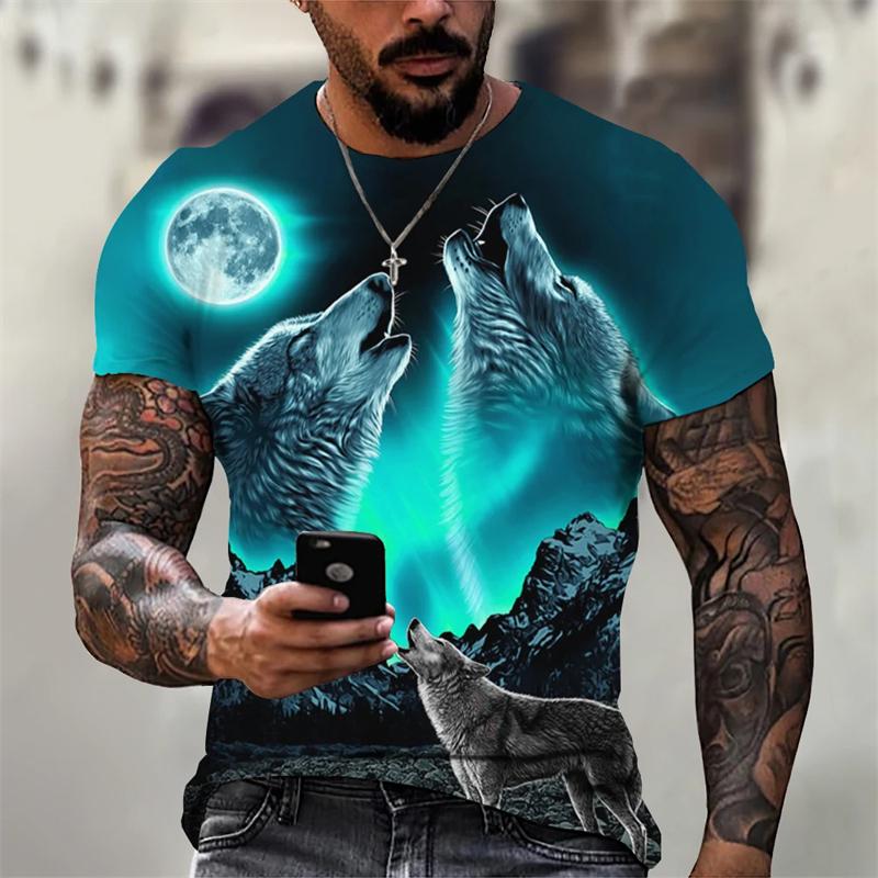 Wolf Graphic T Shirts Men's 3D Print T-shirt Summer Short Sleeve Oversized Men Clothing Harajuku Male Tops Casual Streetwear