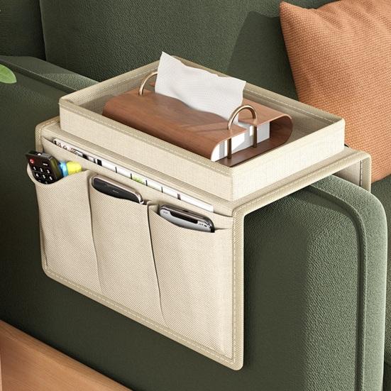 Couch Cup Holder Tray Couch Drink Holder Caddy Sofa Armrest Organizer with Side Pockets for Remotes Cell-Phone Tablet Snack