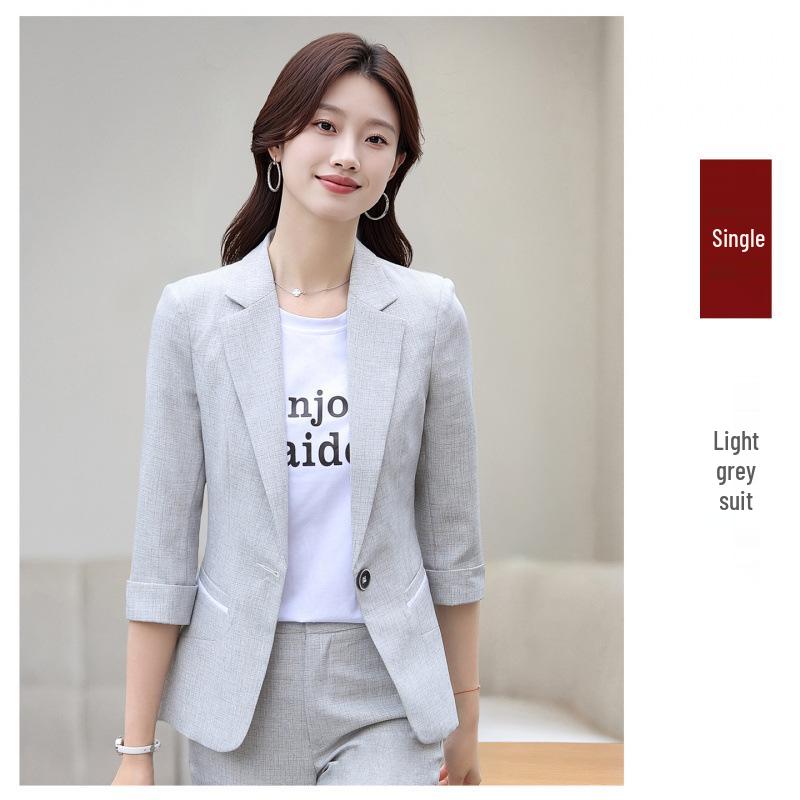 

Women s Seven-Sleeve Lapel Jacket & Pants Set - Spring, Summer, Autumn Professional Wear 4XL