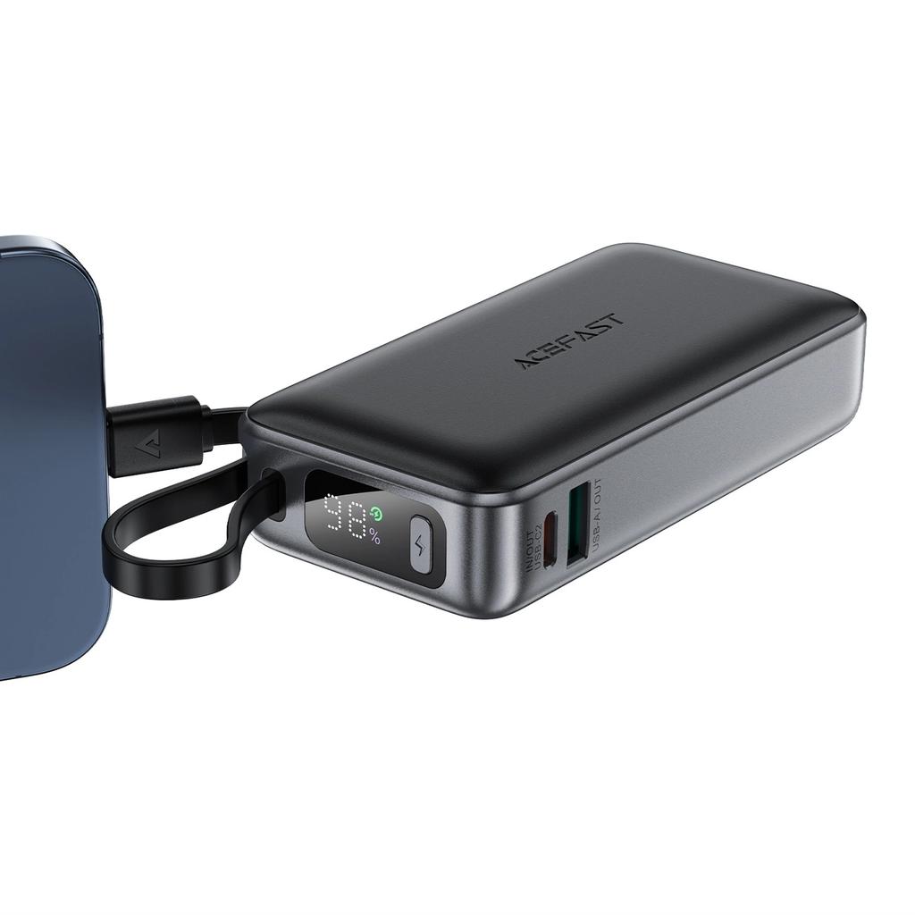 Powerbank Acefast M7-10000 Pd30W Z Wbudowanym Kablem - Czarny