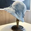 Sweet Cute Bow Retro Bucket Hat Do Old Denim Sunshade Foldable Sunscreen Hat Tide
