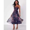 Foreign Trade Order Lu's Sling Elegant Print Mesh Lady Summer Vacation Fashion Elegant Big Hemline Dress
