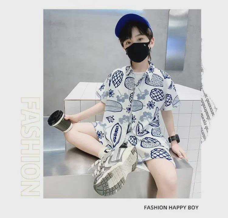 Boys' Summer 2023 Stylish Short-Sleeve Shirt and Suit Set - Trendy Cool Children's Clothing