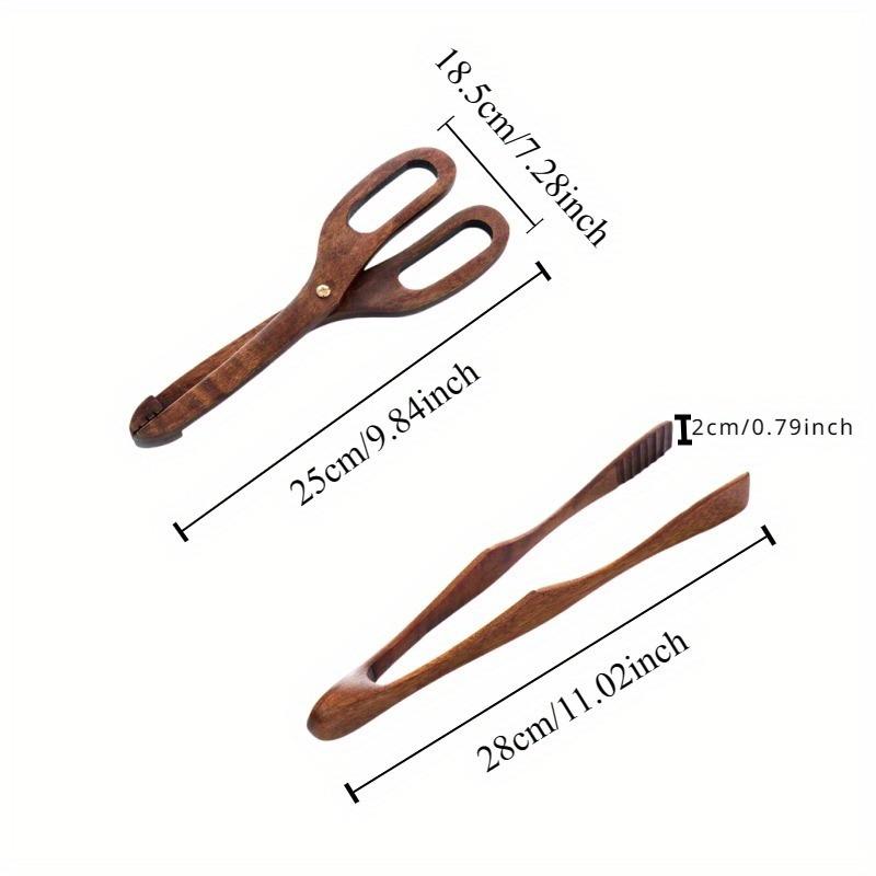 Premium Bread Tongs for Baking and Cooking Non-slip Kitchen Clamp with Rustic Wooden Design