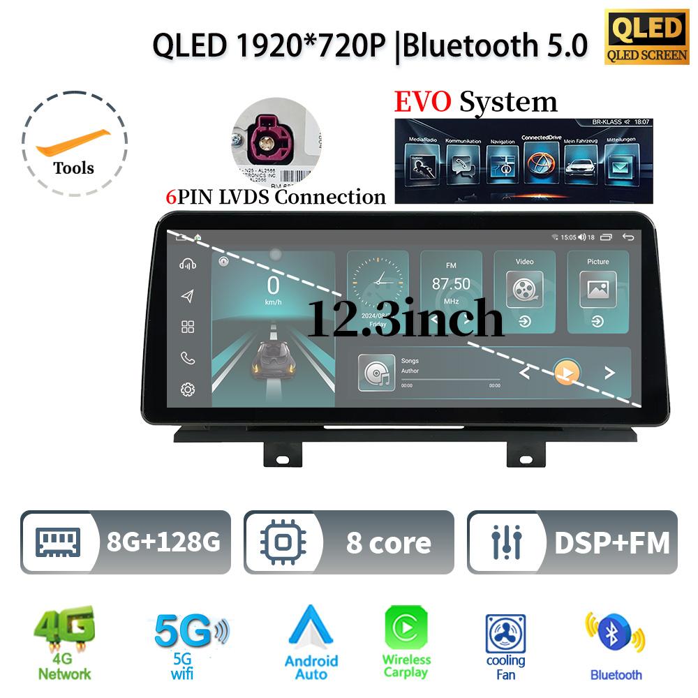 12.3" For BMW X3 G01 X4 G02 2018-2022 Android 14 Car Radio Multimedia Stereo 4G GPS Navigation WIFI Wireless BT CarPlay Screen