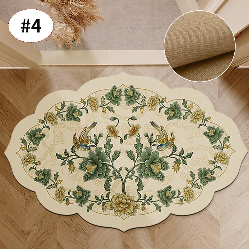 Retro Front Door Mat Irregular Bath Mat Printed Entrance Doormat Absorbent Non-Slip Rug Bedroom Carpet Toilet Bathroom Foot Pad
