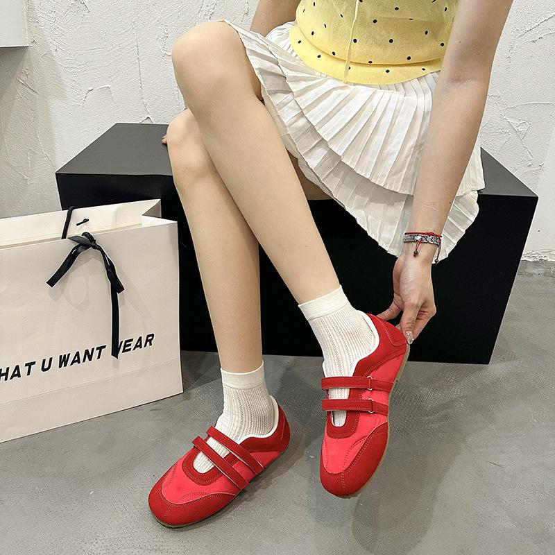 Retro Word with Moral Training Shoes Women's 2025 Spring and Summer New Niche Design Velcro Fashion Versatile Mary Jane Shoes
