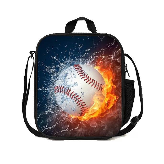 Football Basketball Pattern Children'S Lunch Bag Elementary School Lunch Box Bag Fashion Trend Boys' Lunch Bag
