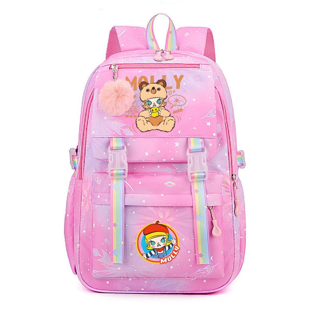 Nova mochila pequena e fofa com estampa de desenho animado da Molly, fresca, de grande capacidade, bolsa escolar