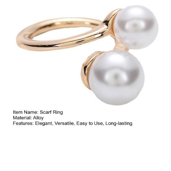 Faux Pearl Neckerchief Ring Women Metal Scarf Holder Elegant Silk Scarf Ring Clip Fashion
