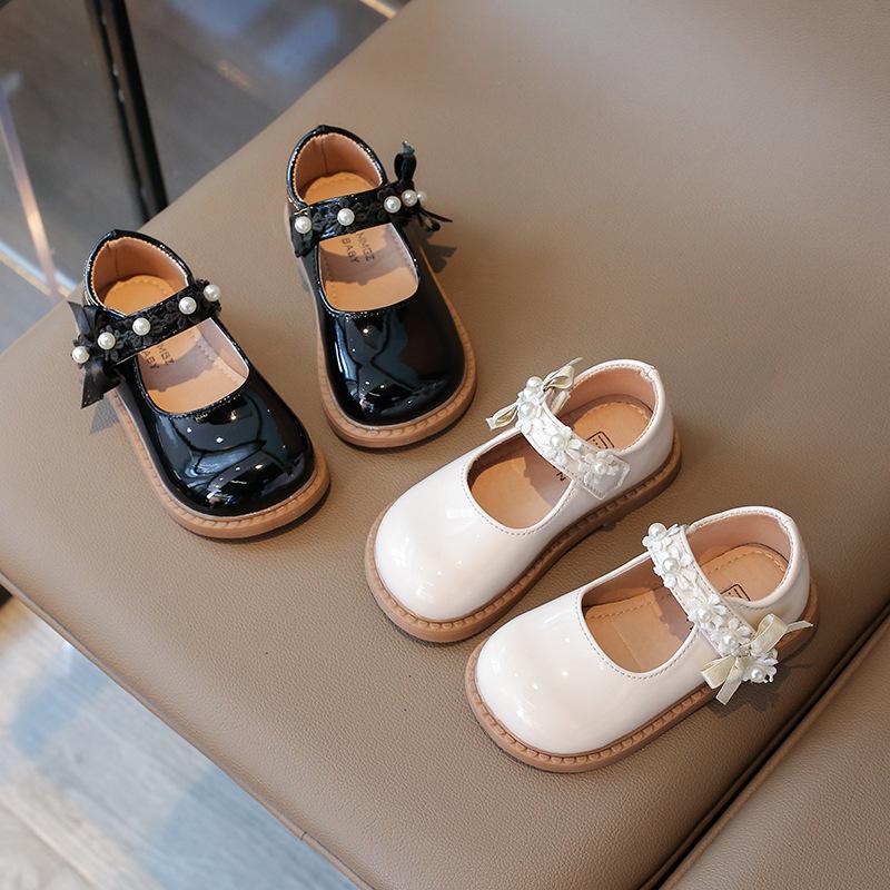 Zapato de Cuero para Niña de Moda Zapatos de Flores para Niña Primavera Nuevo Zapato de Princesa para Niñas Suela Blanda Antideslizante Versátil Zapatos Únicos para Niños