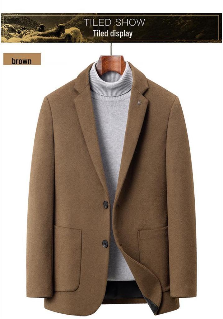 Men's Pure Wool Coat: Spring/Autumn Business Casual Suit Jacket & Versatile Loose Trousers