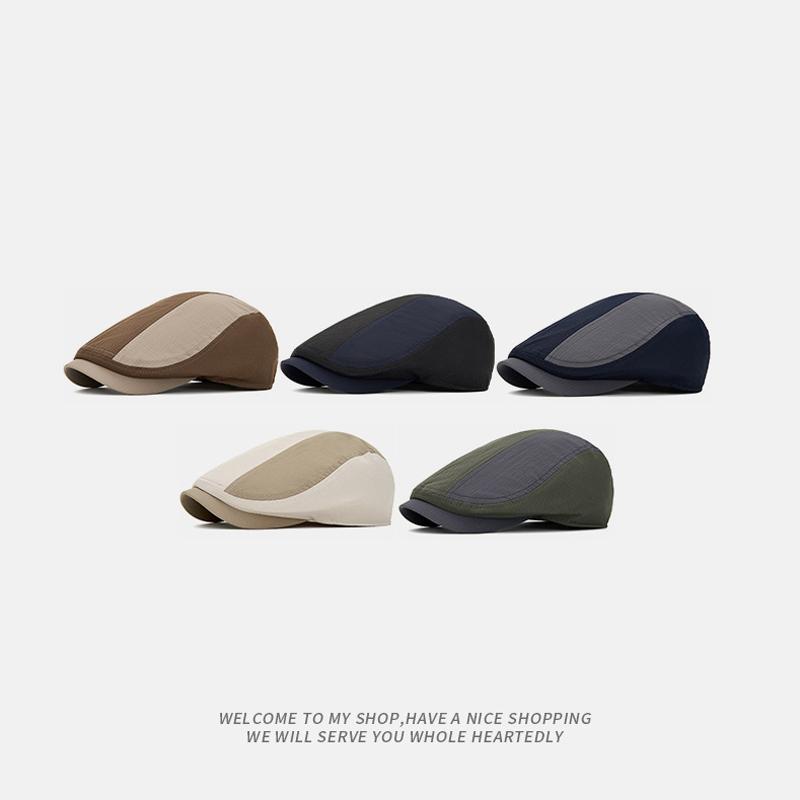 Contrast Quick-Drying Forward Hat Men's Summer Thin Breathable Beret British Newspaper Boy Hat Paintsman Hat