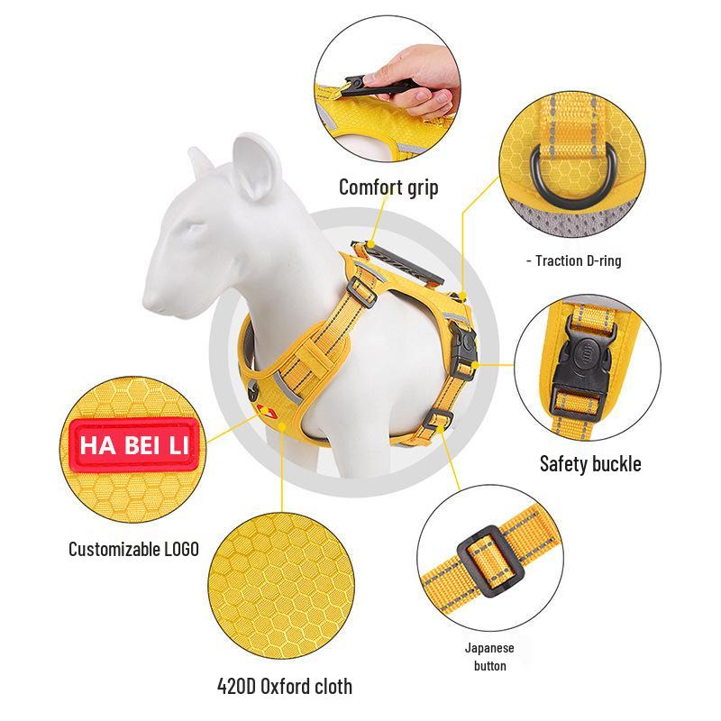 Reflective Adjustable Dog Harness Vest for Medium & Large Dogs - Corgi & Shiba Inu Friendly