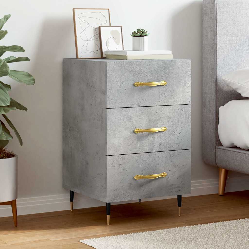 Nightstand Concrete Gray 40x40x66 cm Wood Based Material