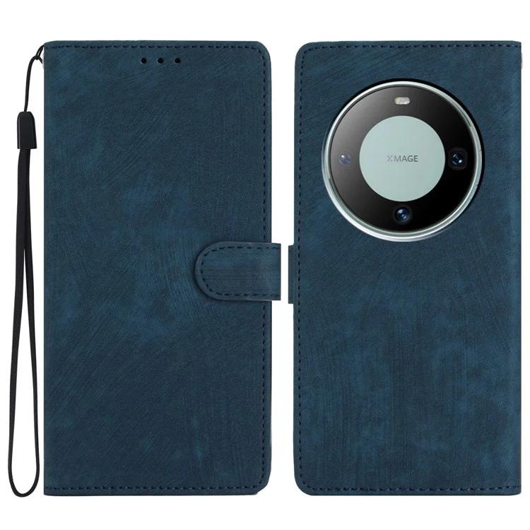 For Huawei Mate 60 Case Folio Flip Solid Color Skin-touch Phone Stand Leather Cover