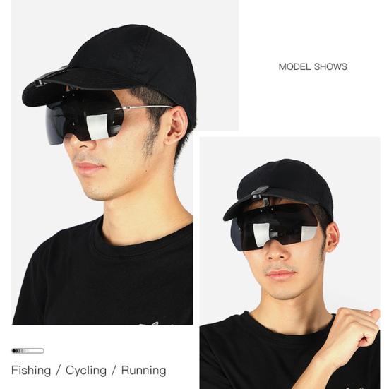 Polarized Clip Sunglasses for Men Women Rimless Flip Up Driving Glasses UV Protection Shades for Beach Fishing