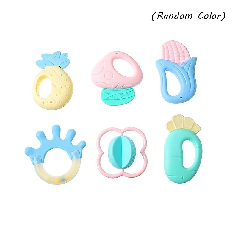 Набор из 6 мягких прорезывателей-погремушек для младенцев, безопасная стерилизуемая детская игрушка