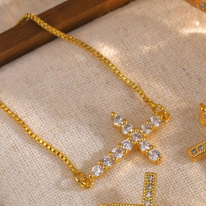 Elegant Bracelet Cubic Zirconia Charm Chain Bracelet Adjustable Length Bracelet Copper Texture for Various Occasion