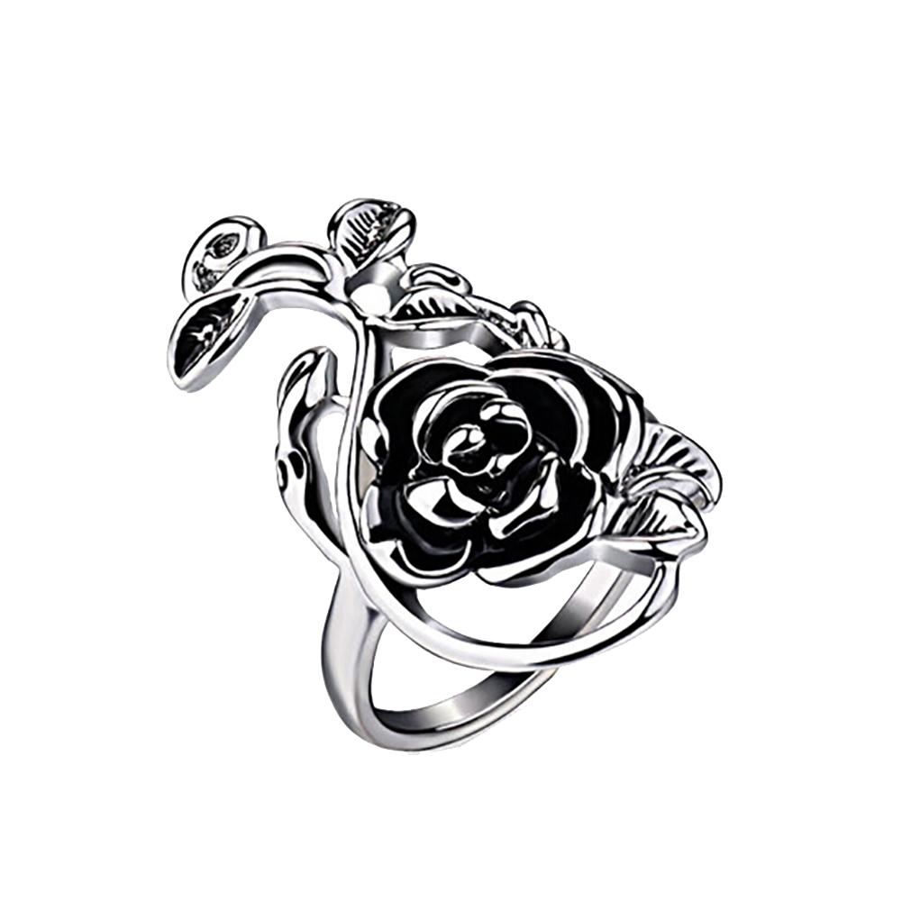 Gothic Women's Rose Flower Vine Alloy Enamel Finger Ring Cosplay Jewelry Gift