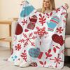 Cozy Flannel Fleece Blanket, Christmas Winter Theme, Cute Gloves & Snowflake Patterns, Soft Warm Single Person Throw for Bedroom Home
