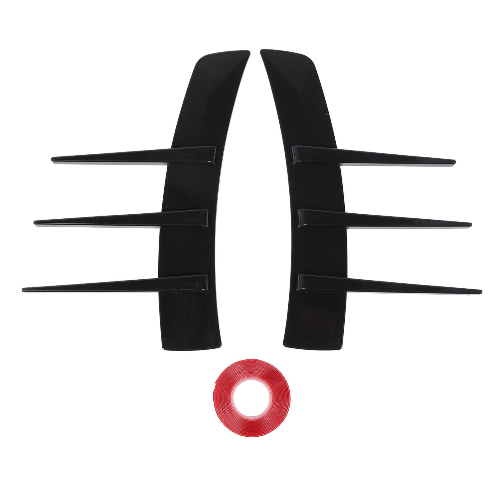 

1 пара накладок на боковые воздухозаборники бампера, универсальные наклейки на боковые воздухозаборники для автомобиля, мягкие плавники, комплект спойлера для Glossy Black