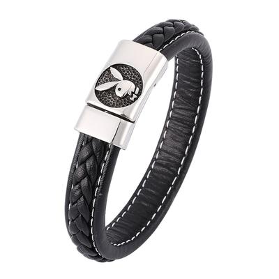 Hot Sale Unique Vintage Men's Black Braided Leather Bracelet Male Jewelry Bracelets
