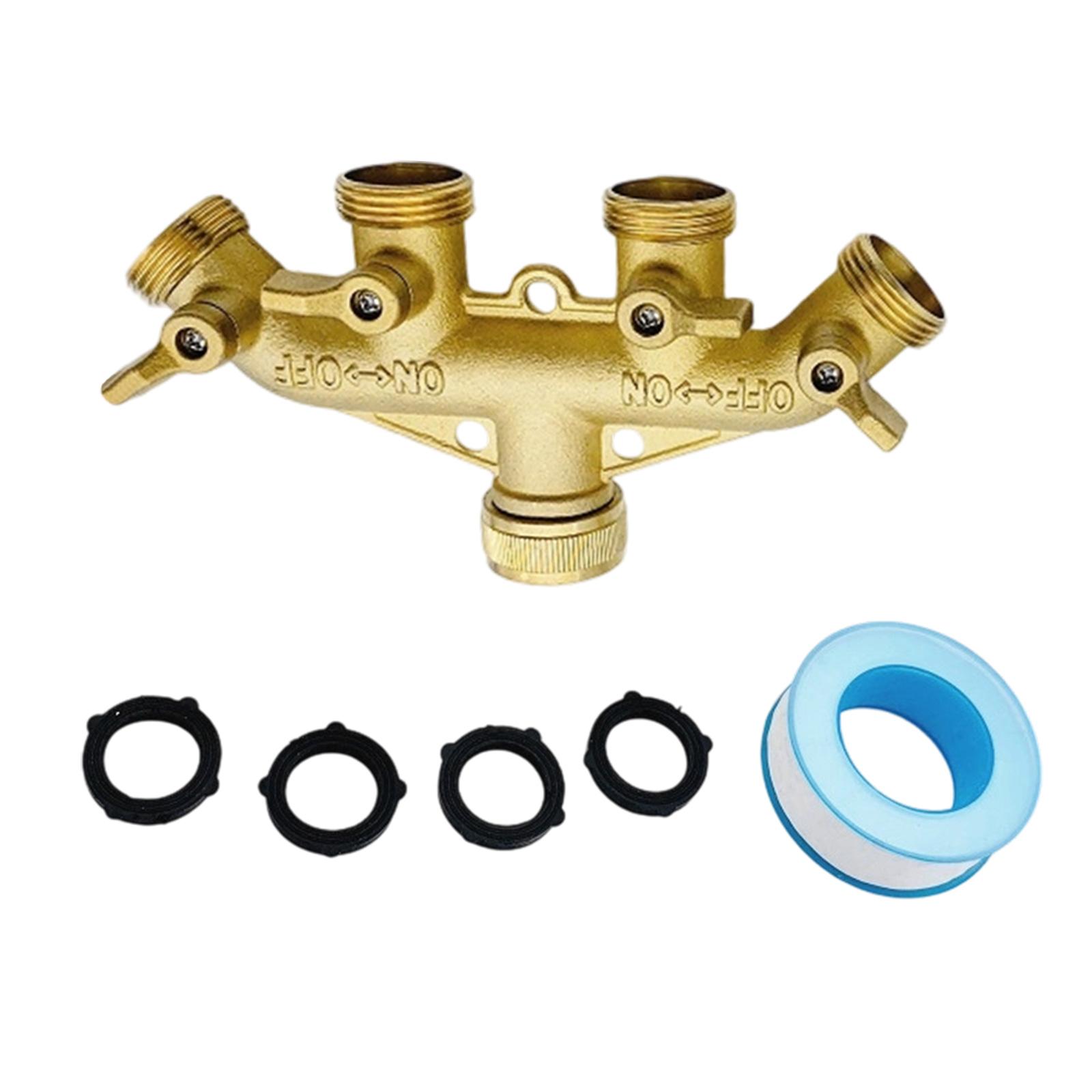 

All Metal 4 Way Hose Connectors with Leakproof Seal and High Pressures Tolerance Accessory for Outdoor Garden Use