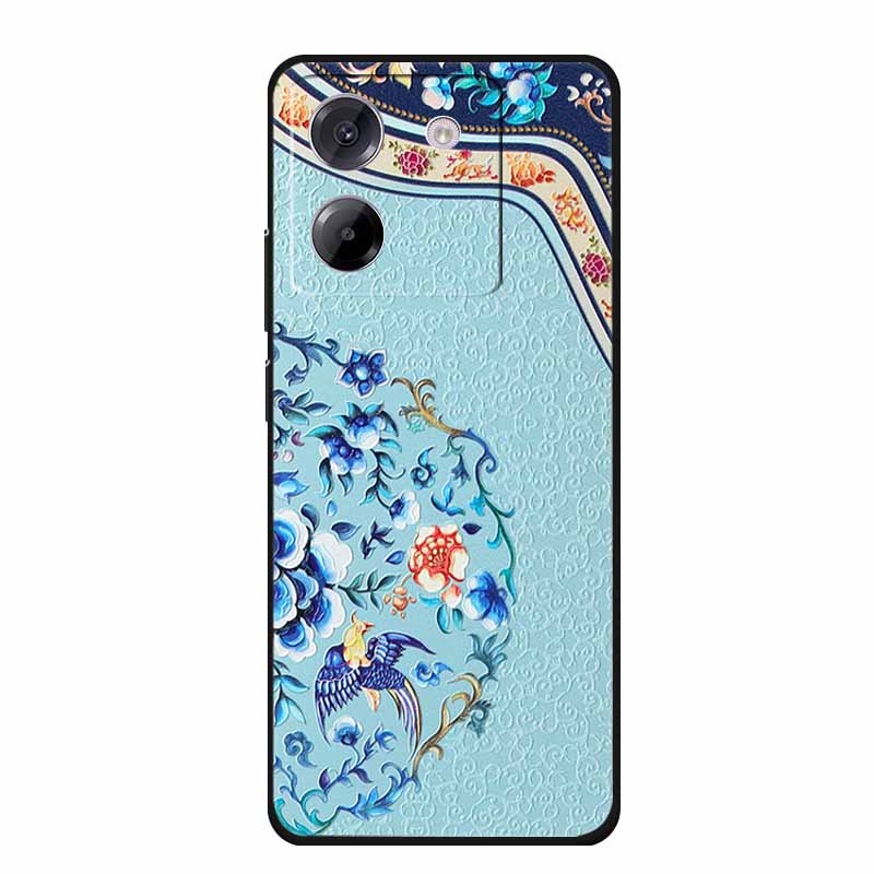 3D Emboss Case For POCO M7 Pro 5G Phone Case Relief Flowers Black Silicone Soft Back Cover For Xiaomi Poco M7 Pro Case Coque Bag