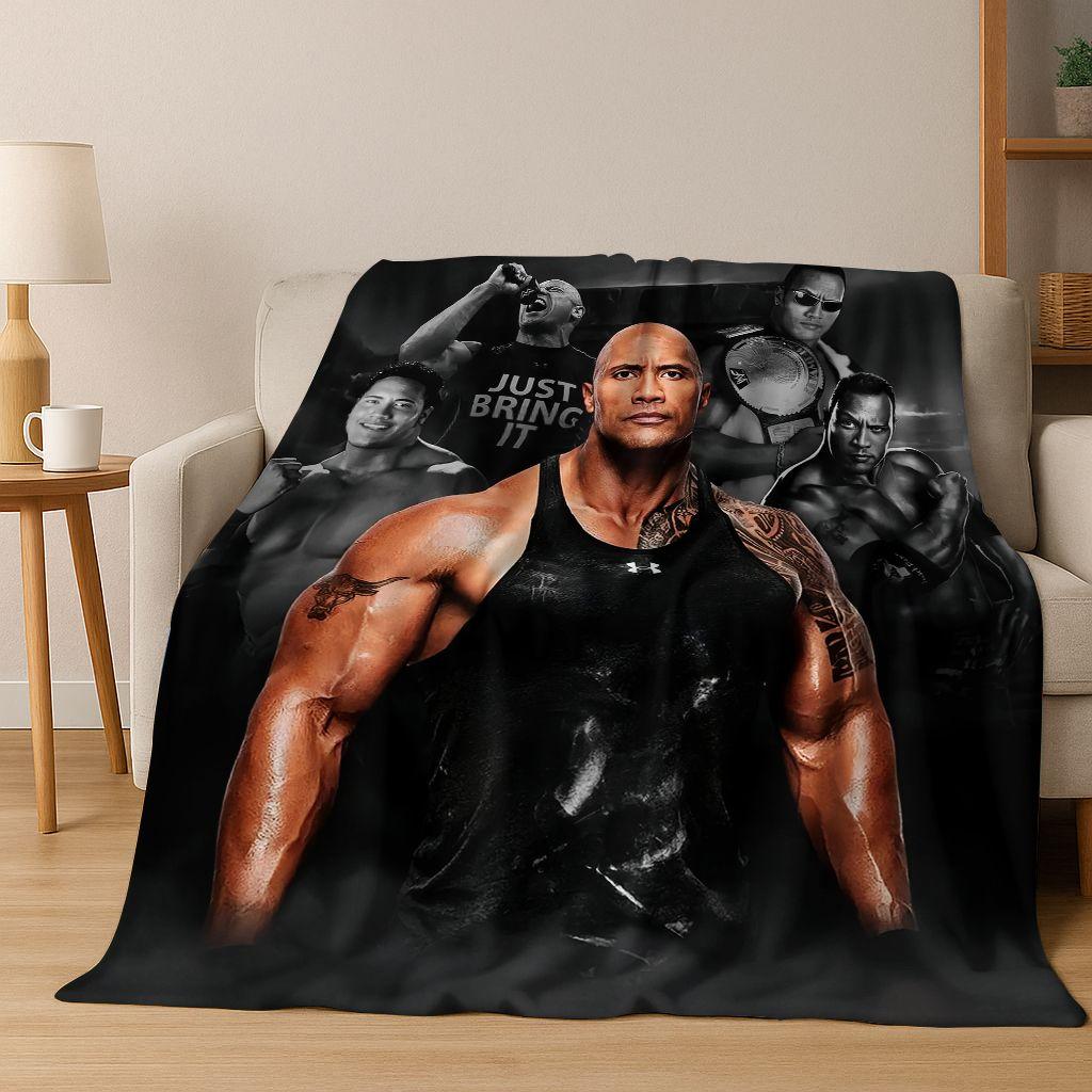 Strong The Rock Dwayne Johnson Art Flannel Blanket,Cozy Soft Throw Blanket for Home Bedroom Bed Sofa Picnic Office Cover Gift
