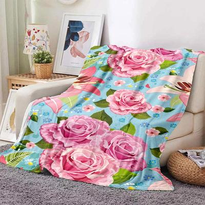 Mantas con estampado de flores de rosas rosas para sofá, cama, viaje, camping, sala de estar, oficina, manta acondicionadora para todas las estaciones, regalos