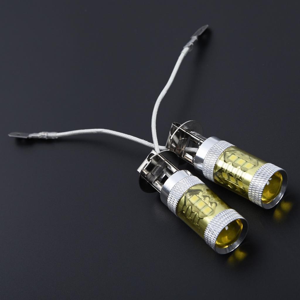 Reliable 2pcs H3 80W 16 LED Car Fog Light Bulb Yellow Color for Trucks